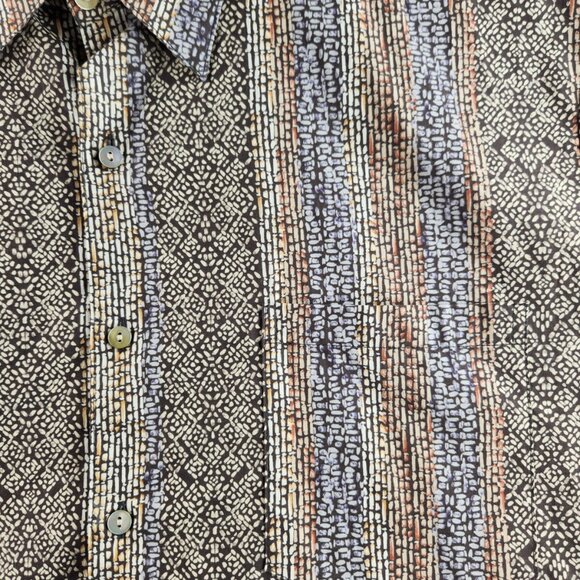 Tori Richard USA Made Medium Short Sleeve Geometric Colorful Hawaii Cotton Point - Picture 5 of 16